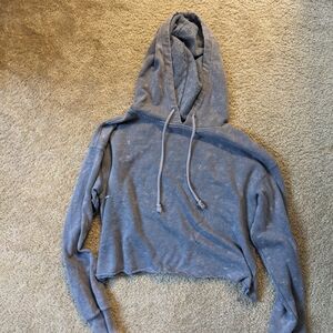 Women's Blue Grey Cropped Hoodie
